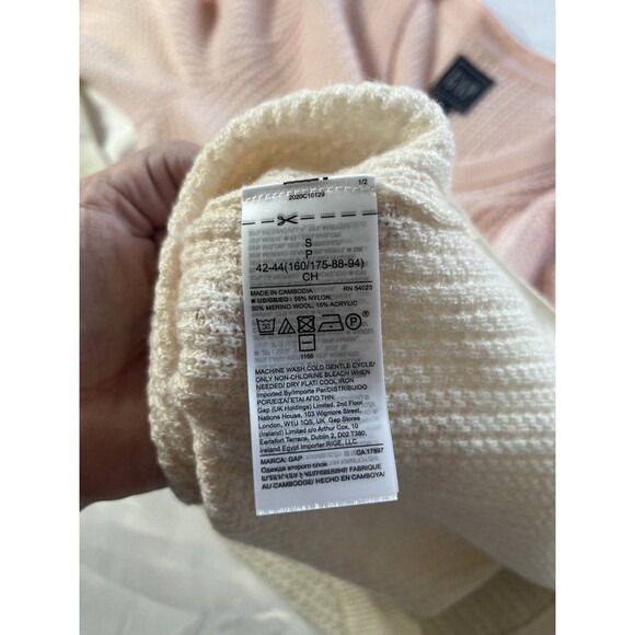 GAP Ombre Waffle Knit Balloon Sleeve Top Small Yellow Pink Cozy  Wool Lounge - Picture 9 of 9